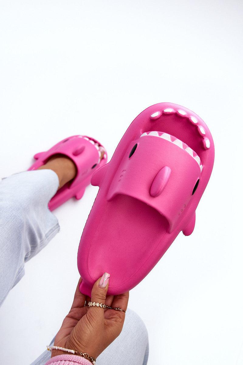 Fuschia Pink Shark Slides